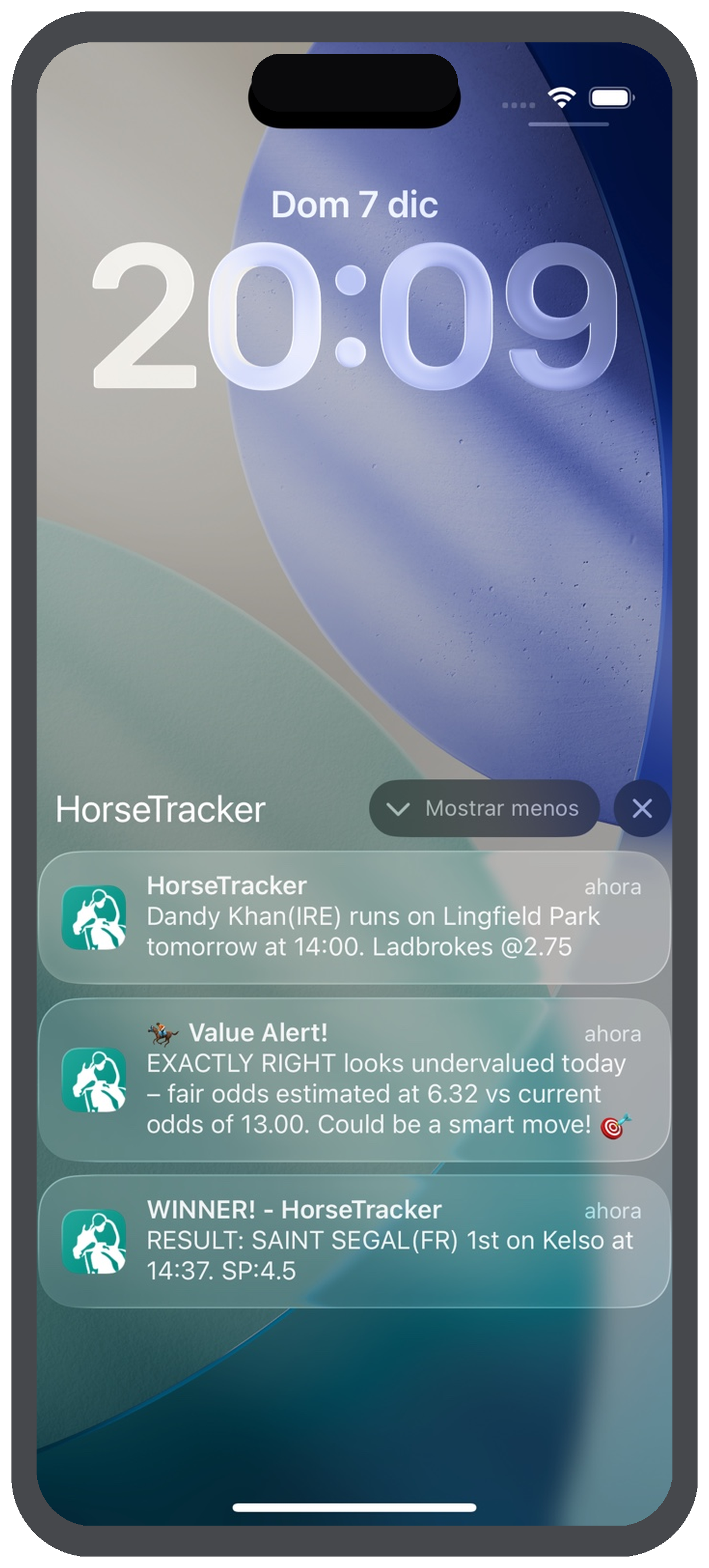 Horse racing alert notifications on iPhone